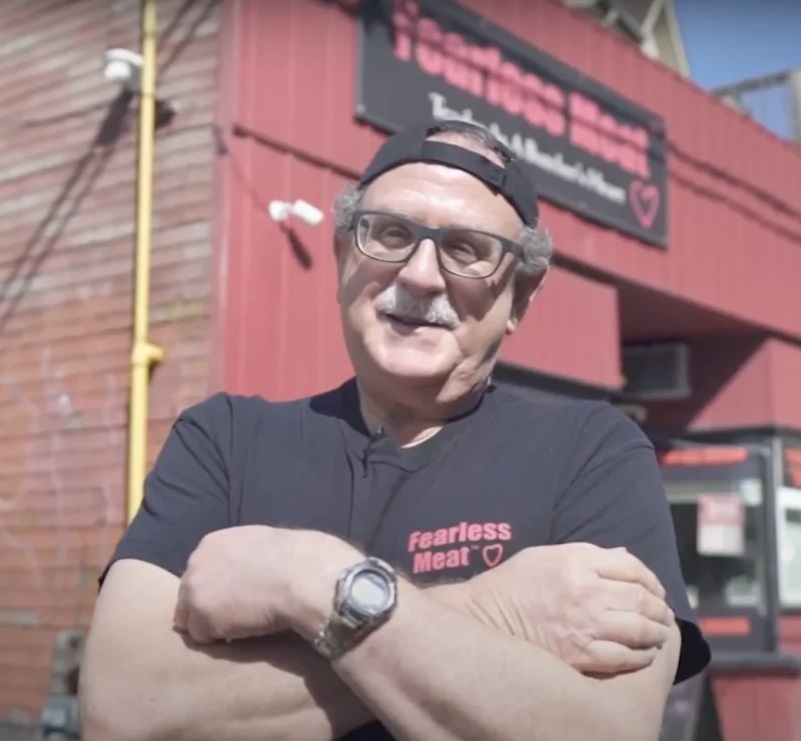 David Brown, owner of Fearless Meat, behind the counter